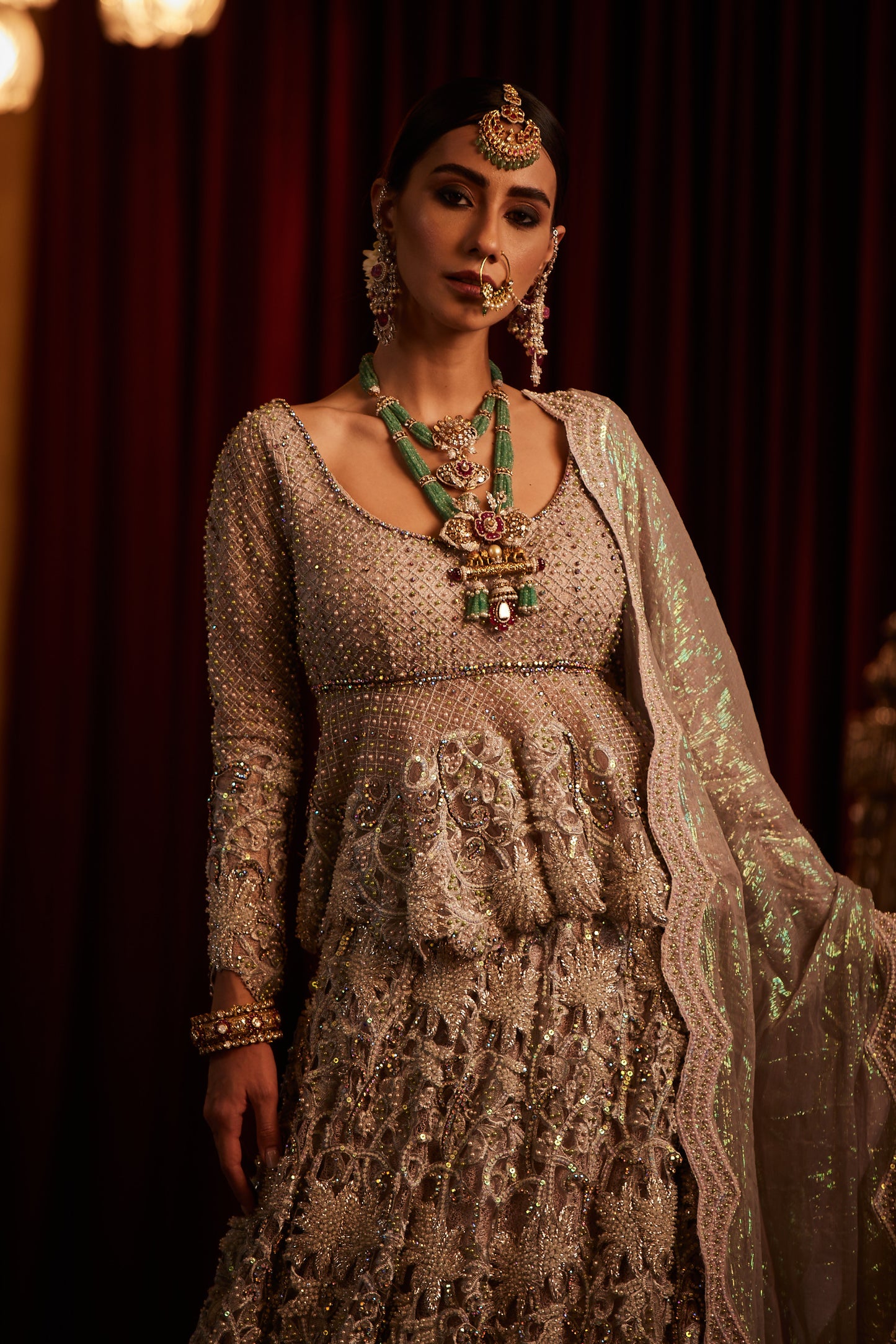 Silver Lace Bridal Lehenga