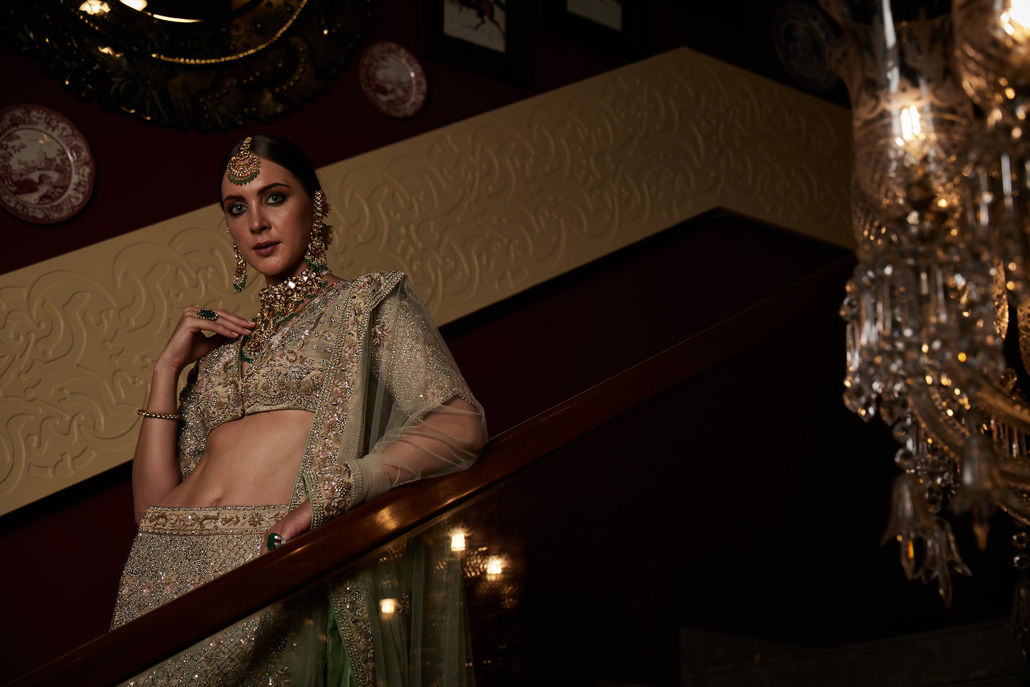 Peach and Green Bridal Lehenga