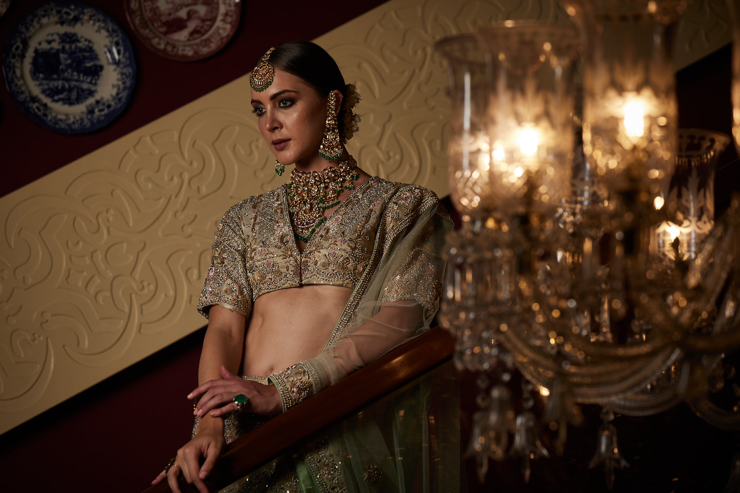Peach and Green Bridal Lehenga