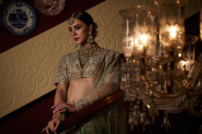 Peach and Green Bridal Lehenga