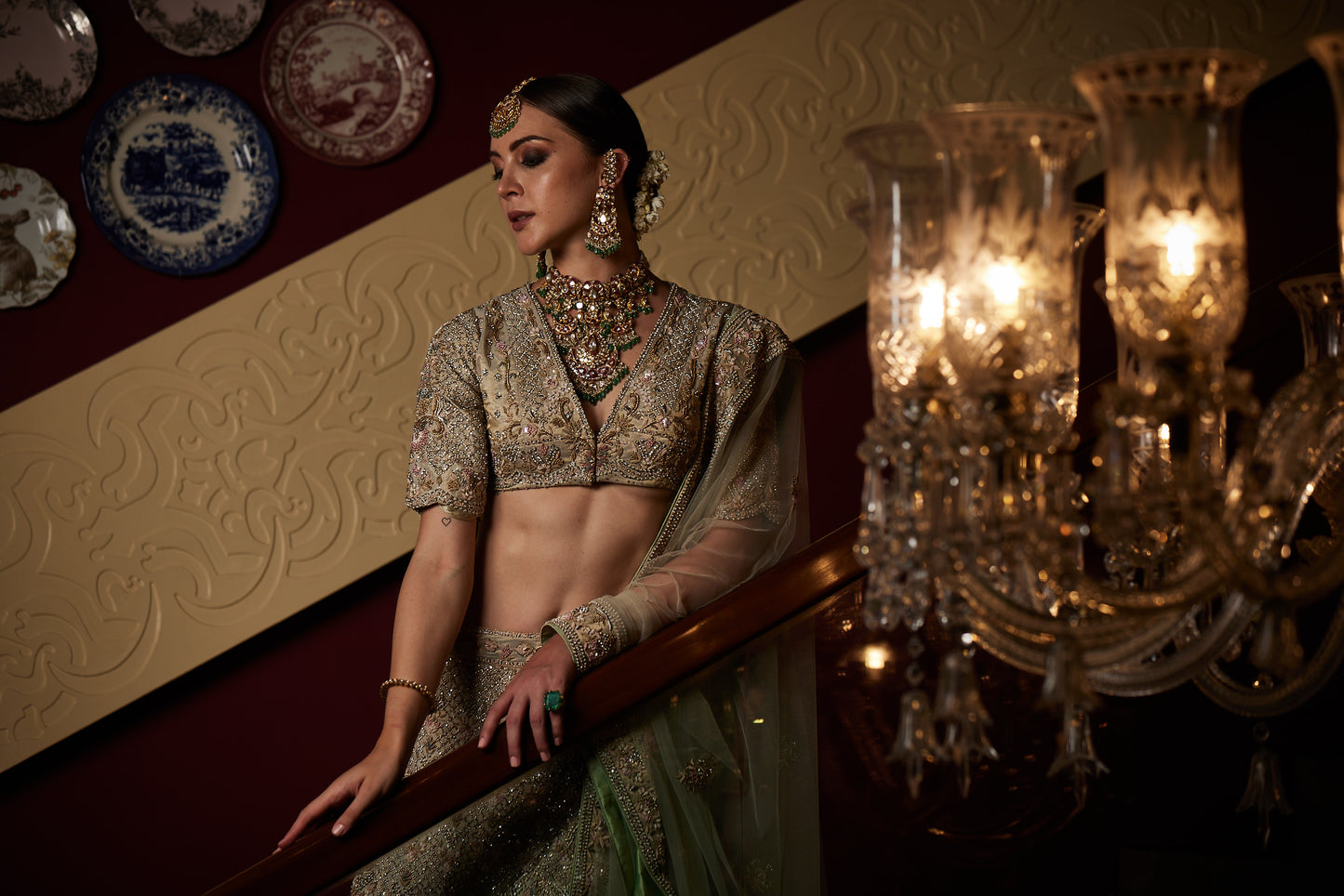 Peach and Green Bridal Lehenga
