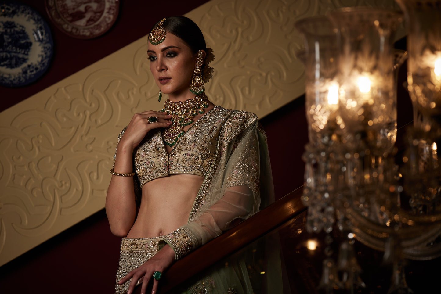 Peach and Green Bridal Lehenga