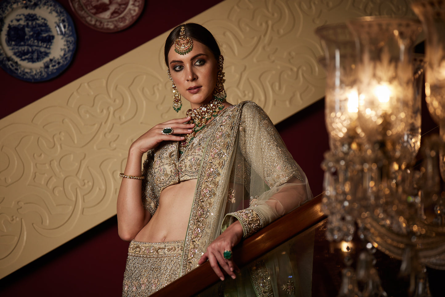 Peach and Green Bridal Lehenga
