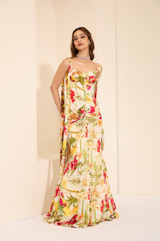 Ivory Blossom Corset with Skirt & Stole
