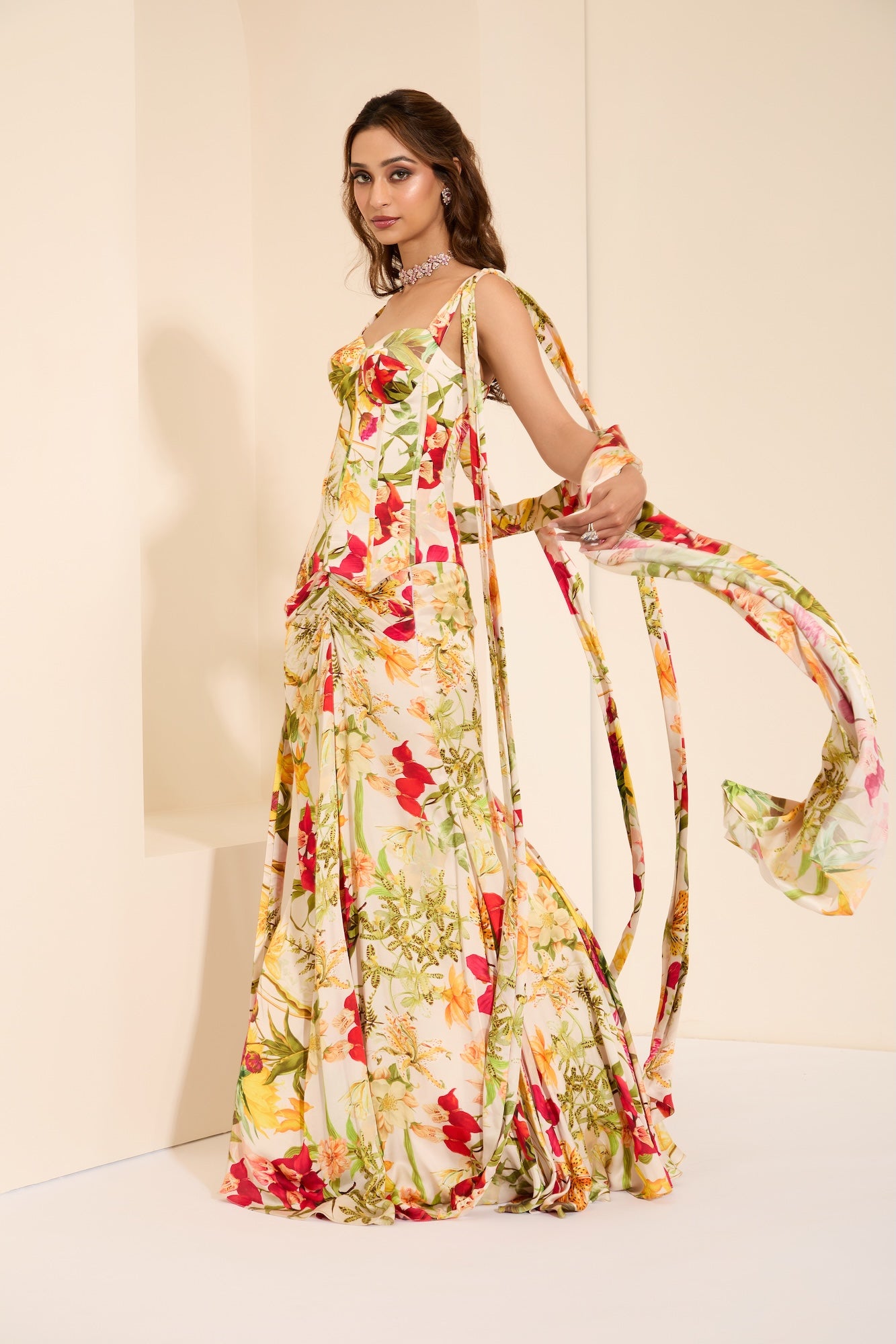 Ivory Blossom Corset with Skirt & Stole