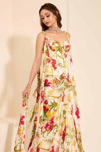 Ivory Blossom Corset with Skirt & Stole