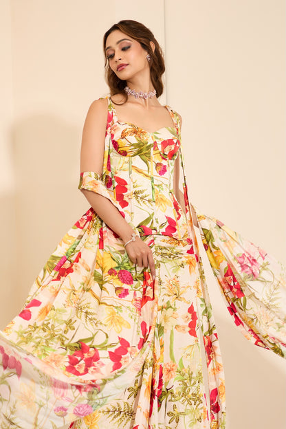 Ivory Blossom Corset with Skirt & Stole