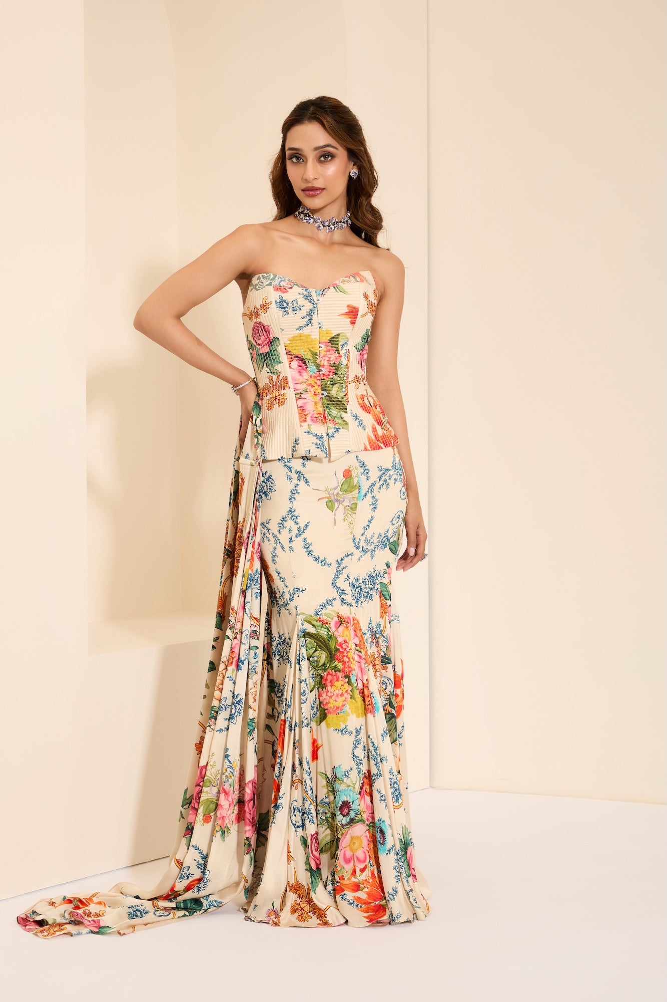 Snow Veil Corset with Drape Skirt & Stole