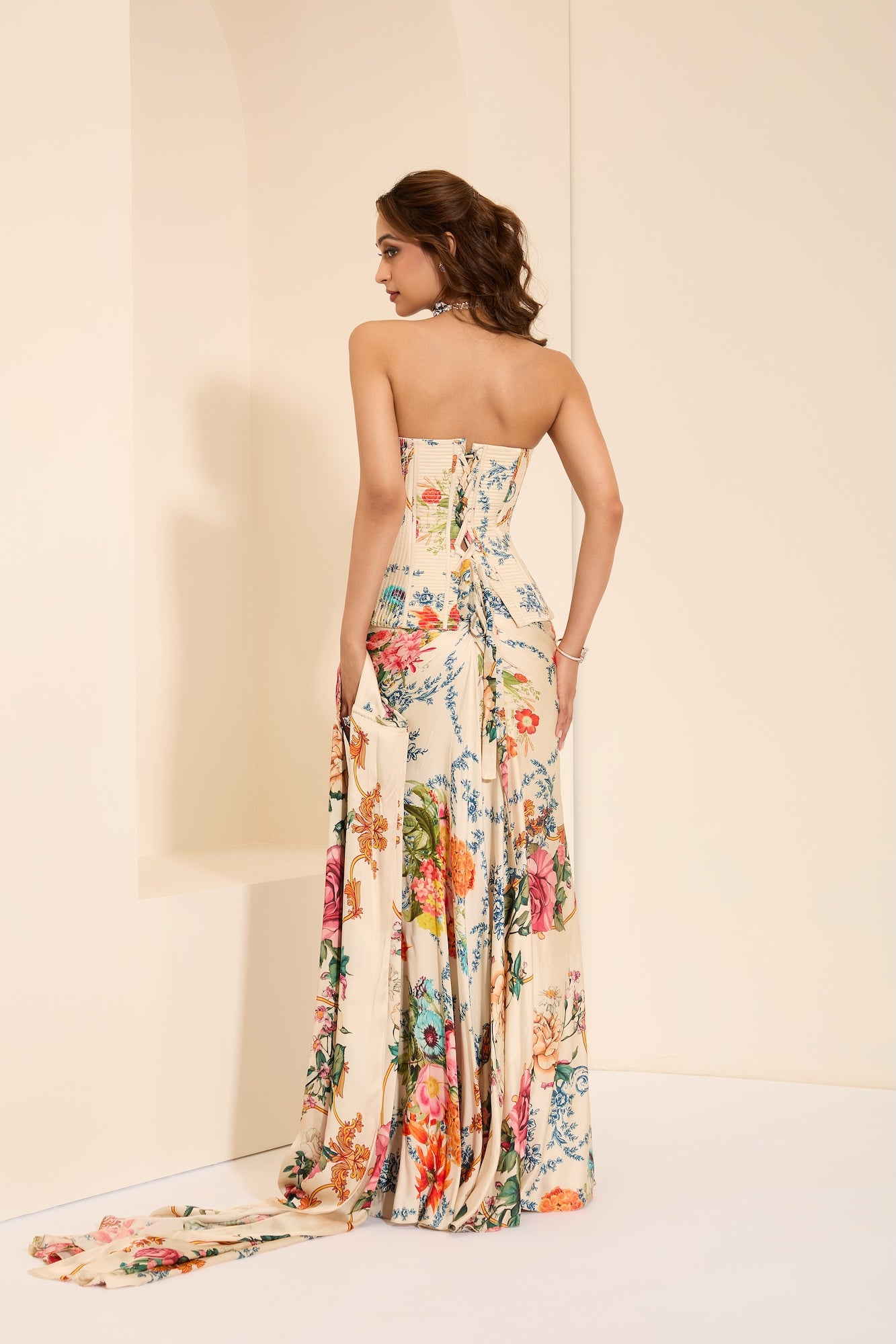 Snow Veil Corset with Drape Skirt & Stole