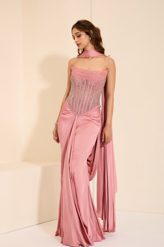 Champagne Rose Corset & Drape