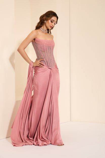 Champagne Rose Corset & Drape