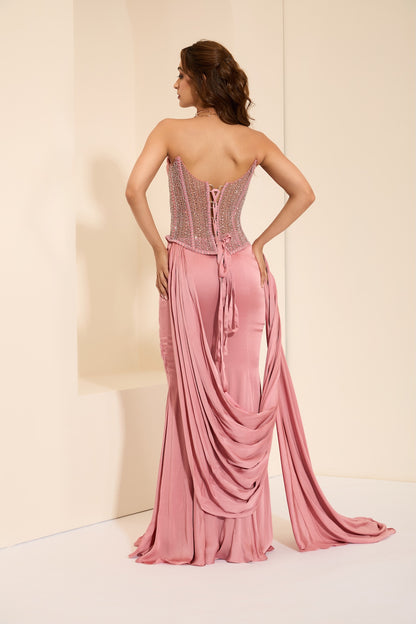 Champagne Rose Corset & Drape