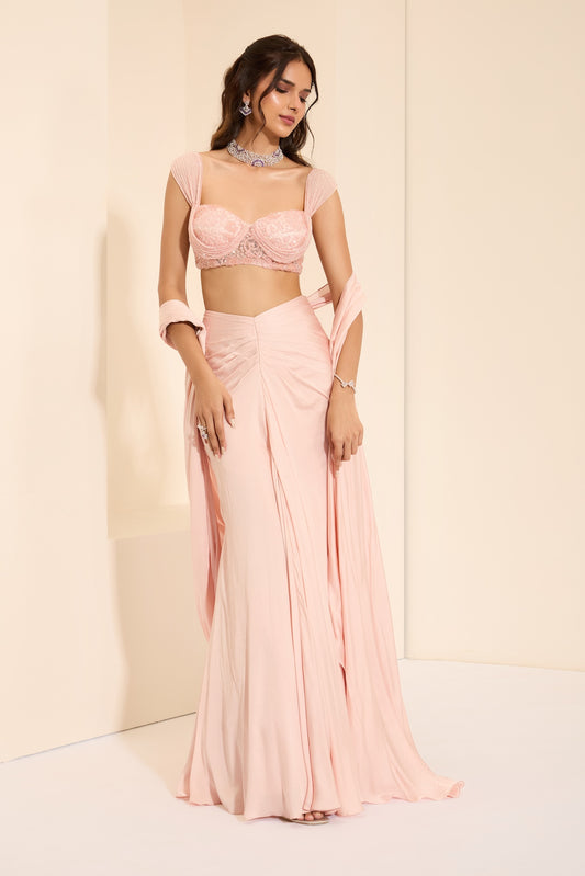 Blush Pearl Bustier & Drape