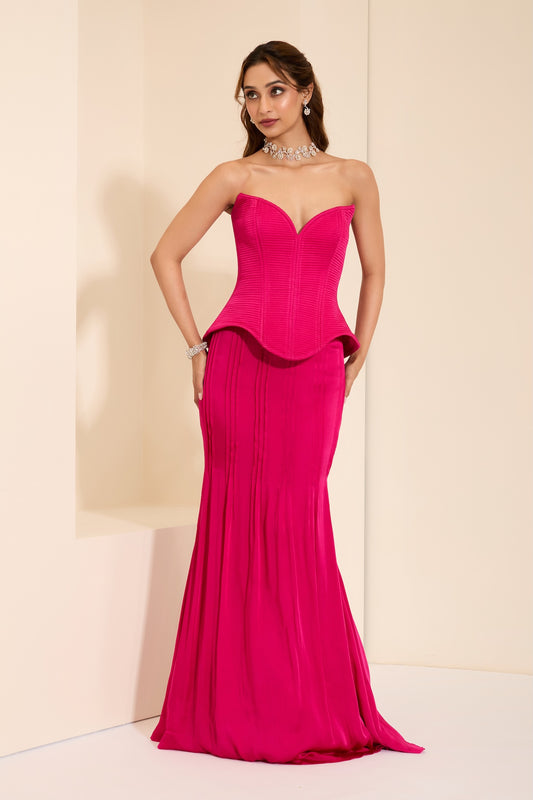Fuchsia Flames Corset & Drape