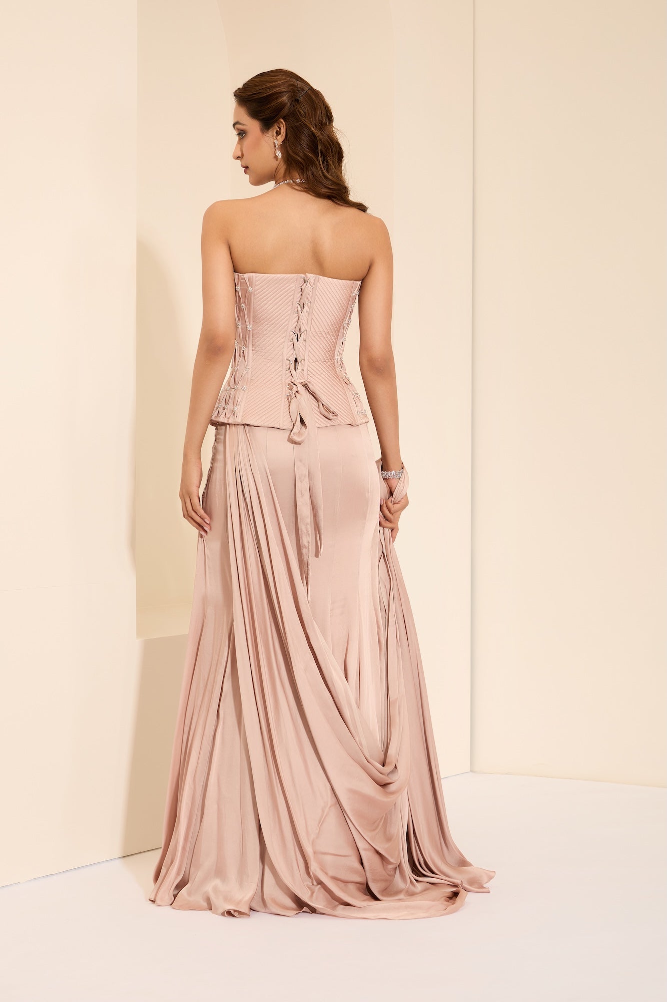 Silken Blush Corset & Drape Saree