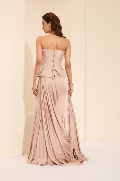 Silken Blush Corset & Drape Saree