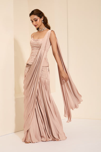 Silken Blush Corset & Drape Saree