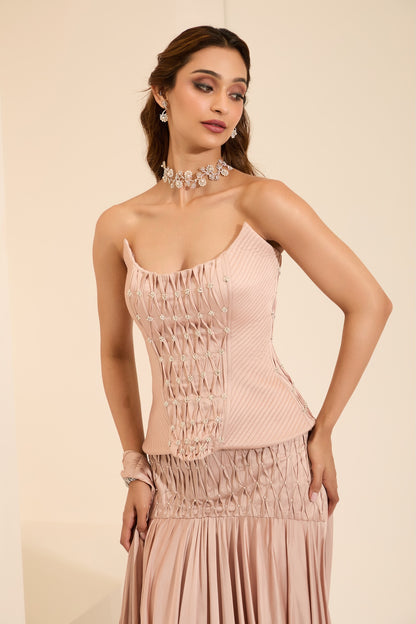 Silken Blush Corset & Drape Saree