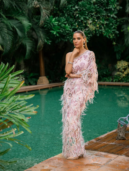 The One Shoulder Hand Embroidered Kaftan