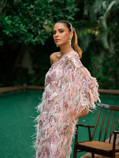 The One Shoulder Hand Embroidered Kaftan