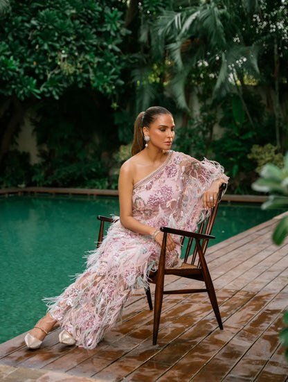 The One Shoulder Hand Embroidered Kaftan