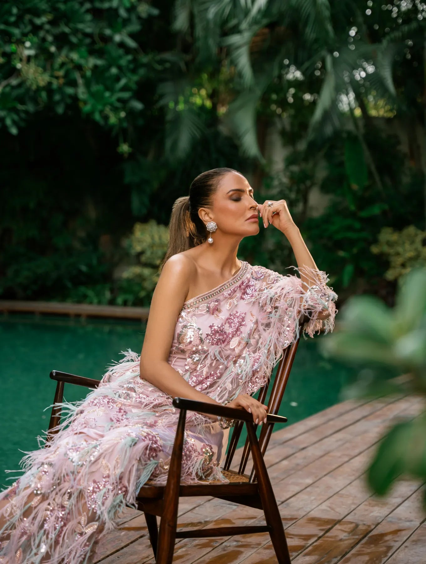 The One Shoulder Hand Embroidered Kaftan