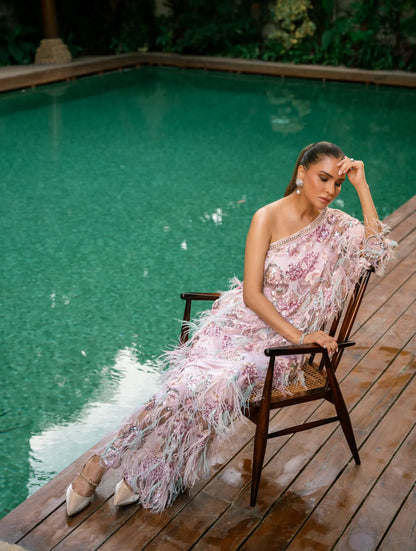 The One Shoulder Hand Embroidered Kaftan