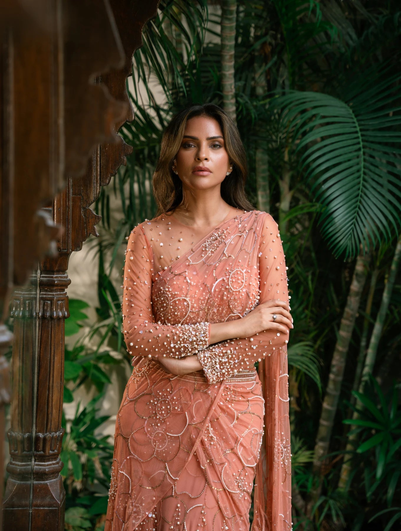 The Orange Soft Tulle Lehenga Sari