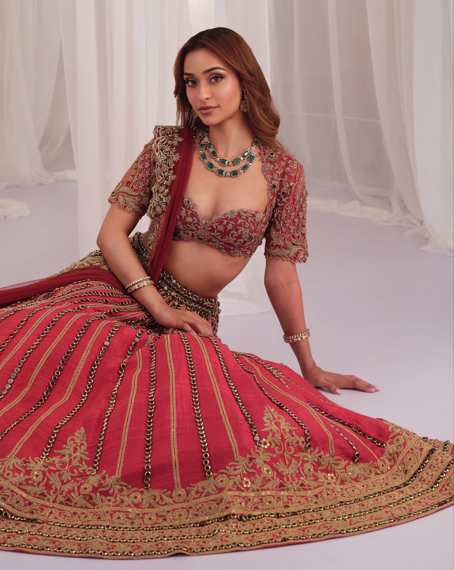 Maroon Marodi Raw Silk Lehenga With Blouse & Dupatta