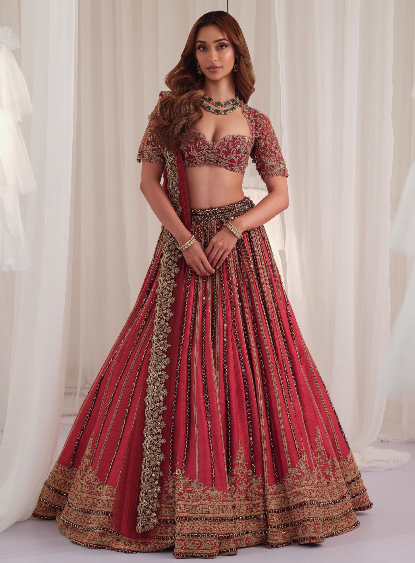 Maroon Marodi Raw Silk Lehenga With Blouse & Dupatta