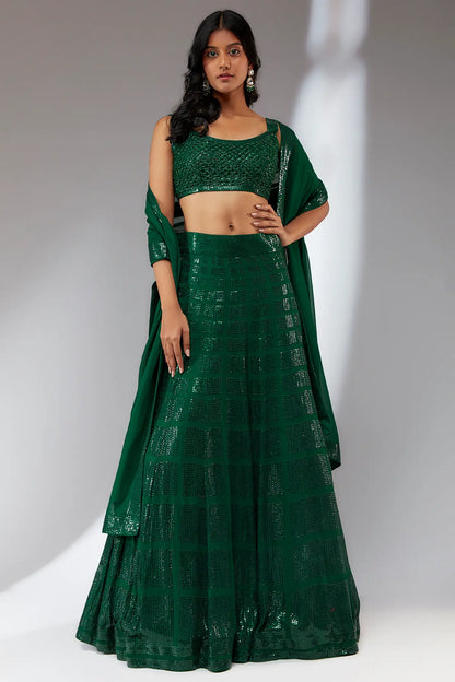 GEORGETTE EMBROIDERY LEHANGA SET