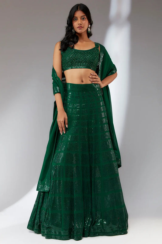 GEORGETTE EMBROIDERY LEHANGA SET
