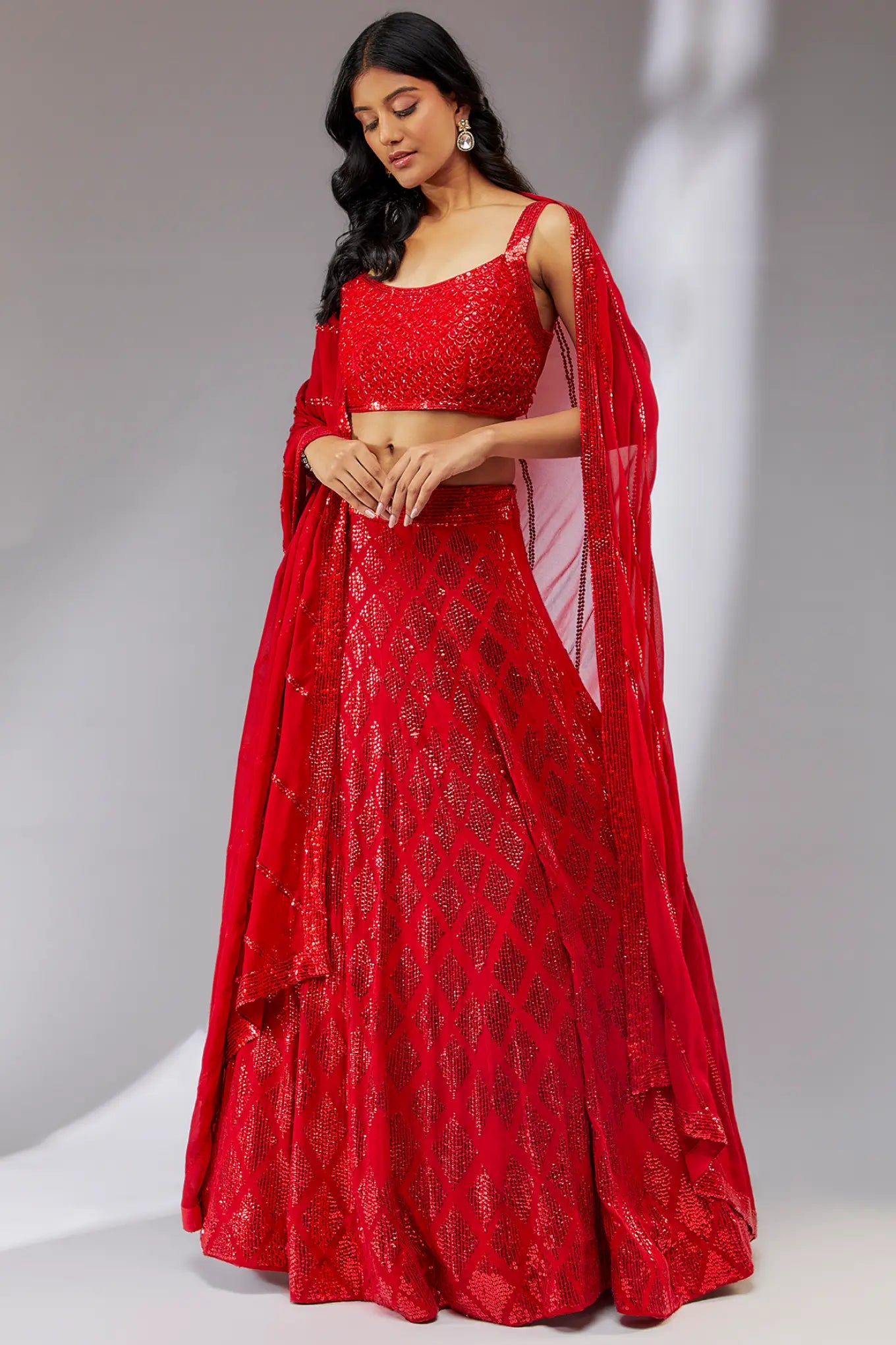 GEORGETTE EMBROIDERY LEHANGA SET