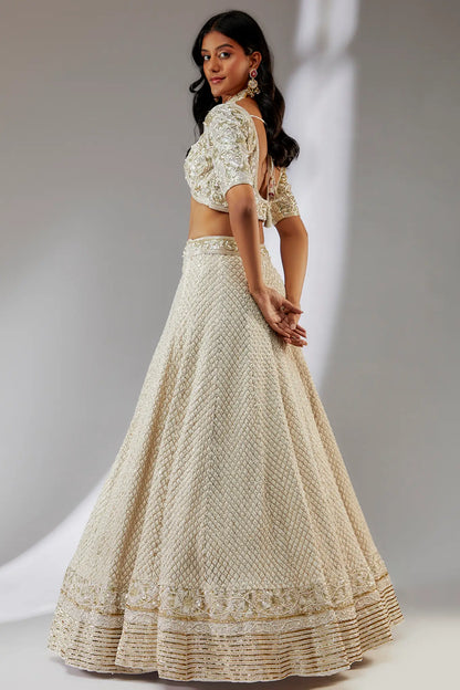 IVORY EMBROIDERY LEHANGA