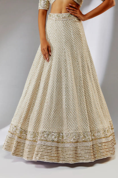 IVORY EMBROIDERY LEHANGA