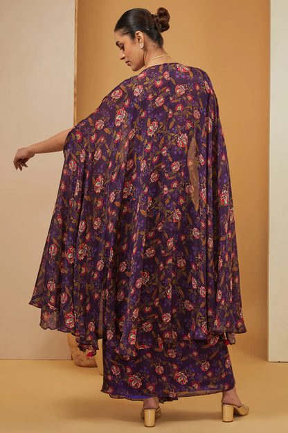 Purple Cape and Skirt Set