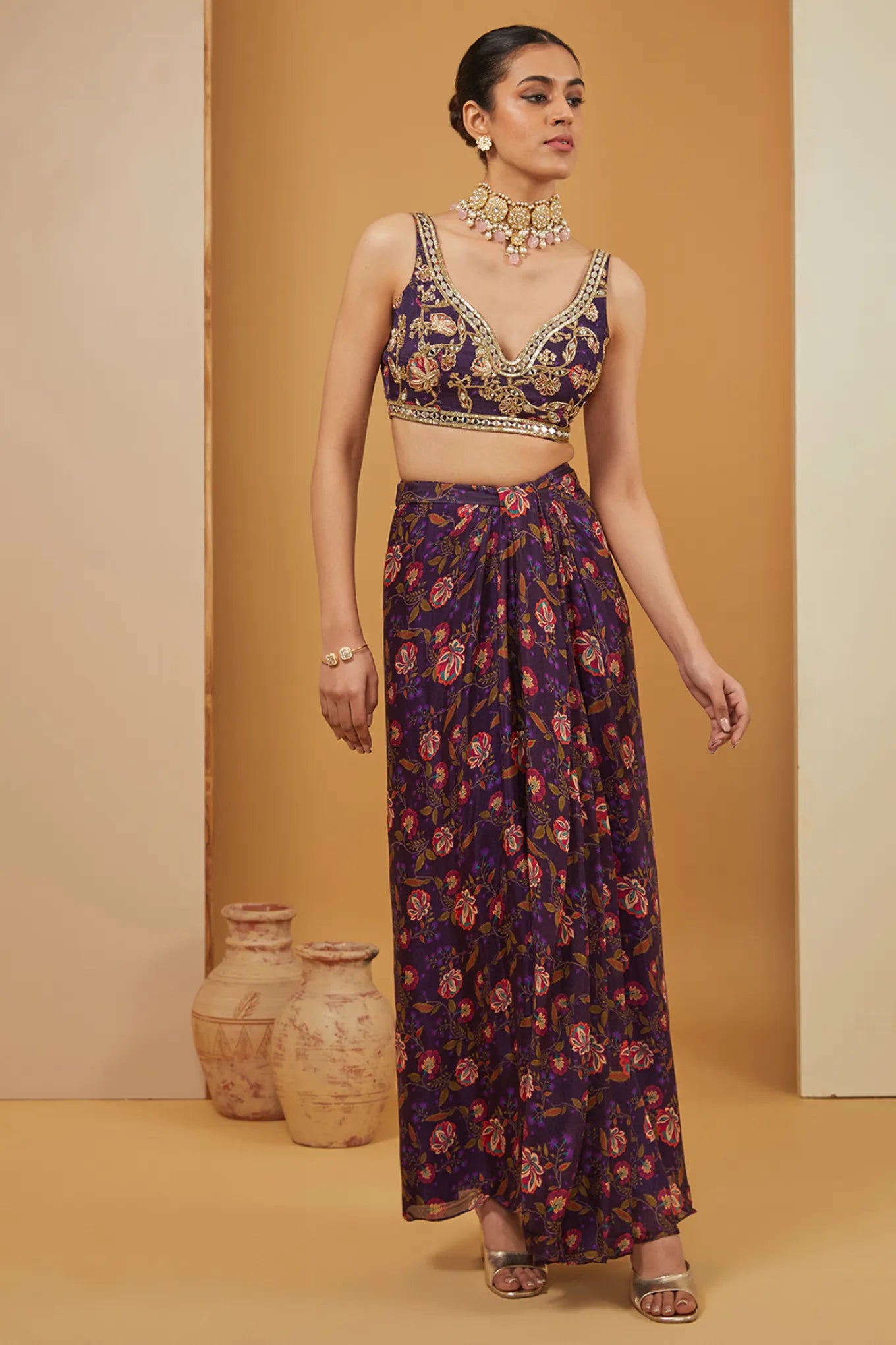 Purple Cape and Skirt Set