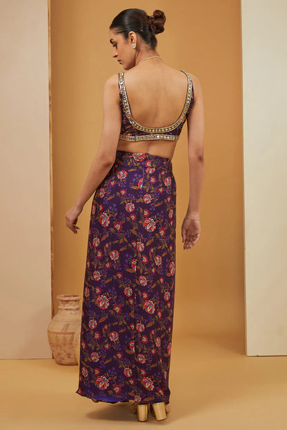 Purple Cape and Skirt Set