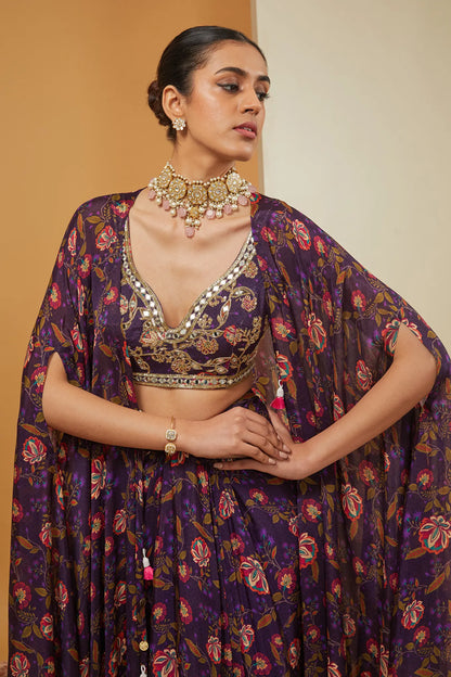 Purple Cape and Skirt Set