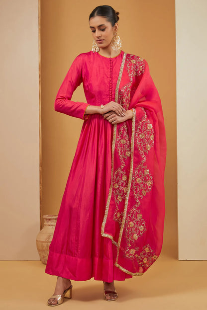 FUSCIA ANARKALI SET