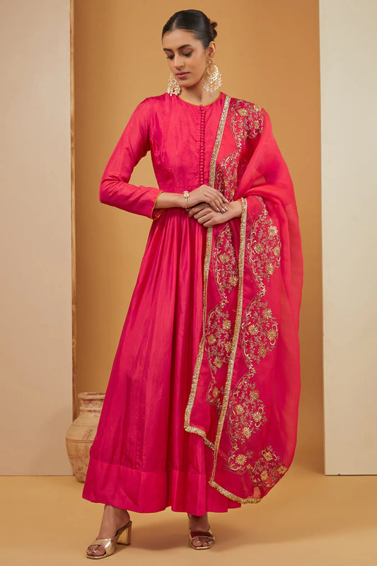 FUSCIA ANARKALI SET