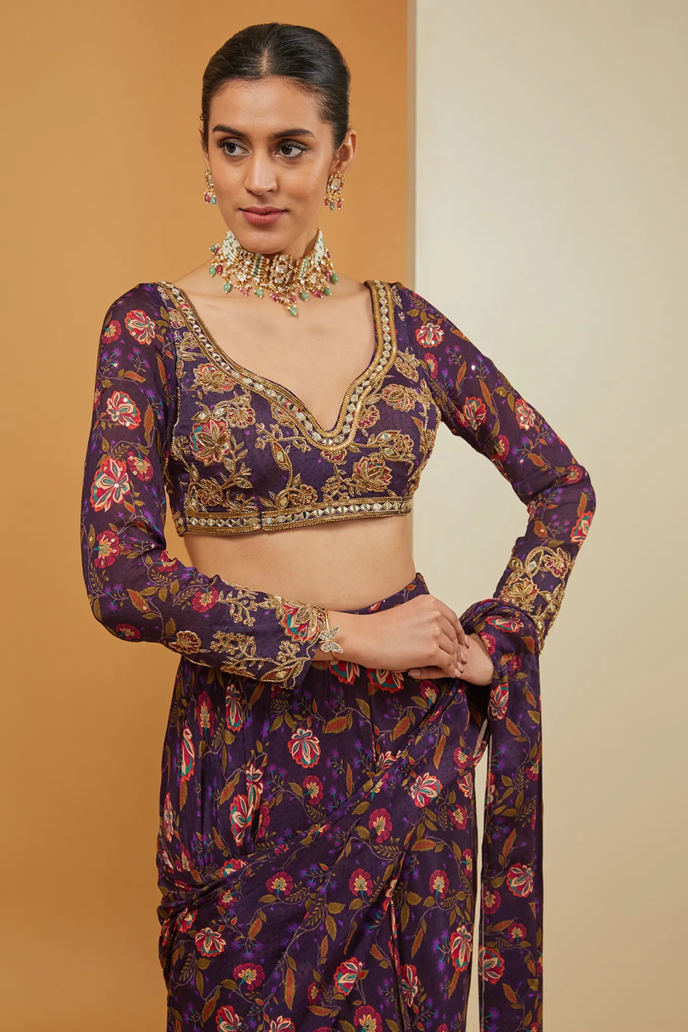 PRE DRAPED SAREE SET