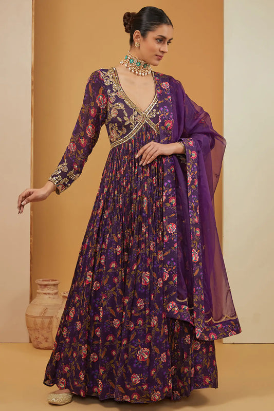PURPLE ANARKALI SET