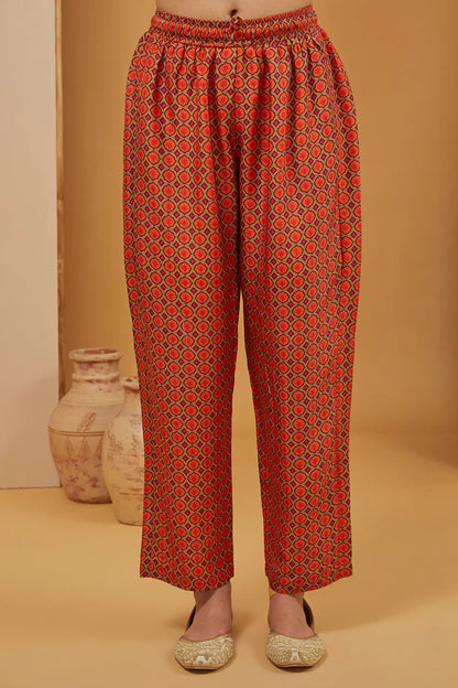 VISCOSE SILK ORANGE KURTA SET