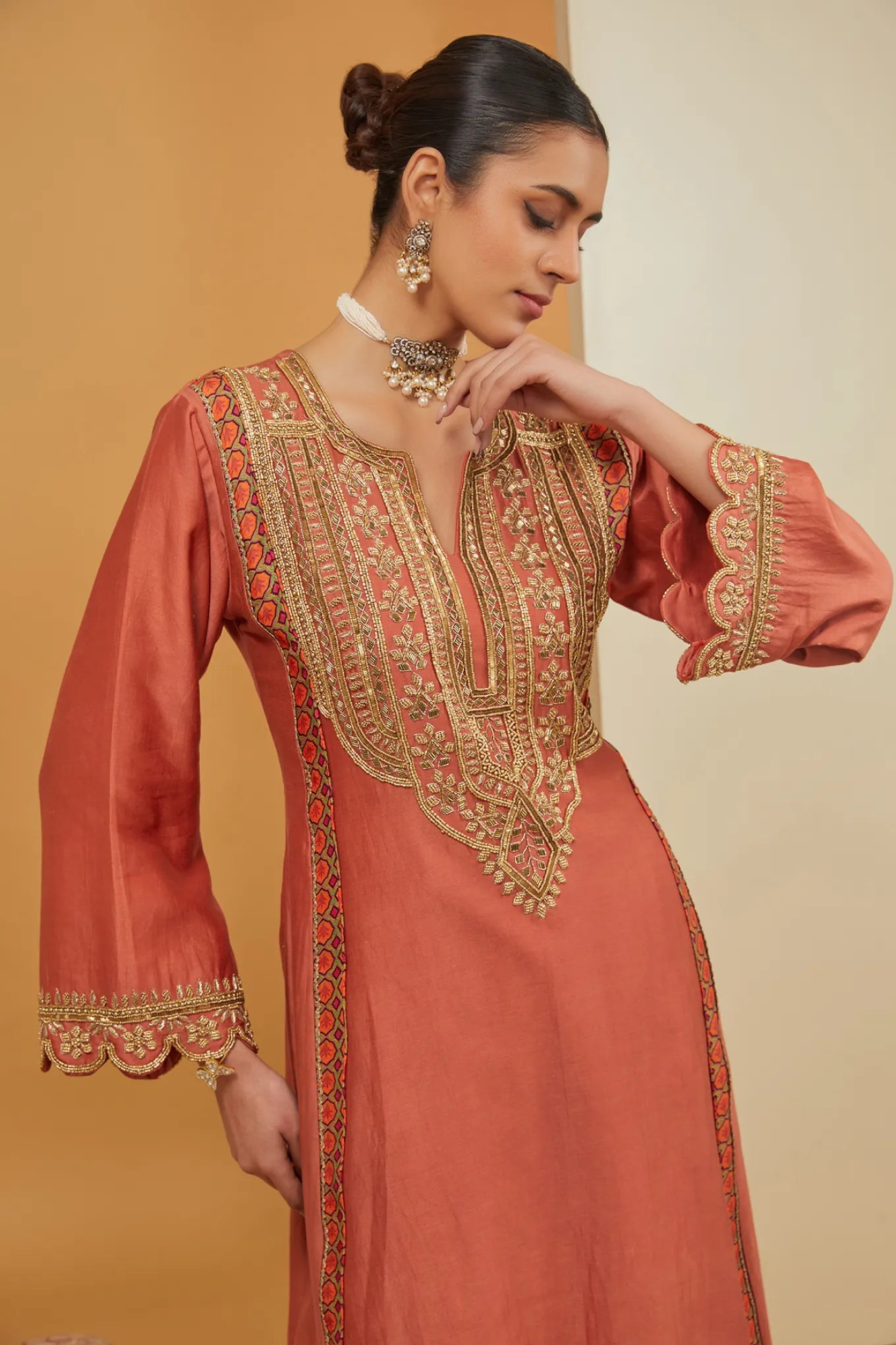 RUST KURTA SET