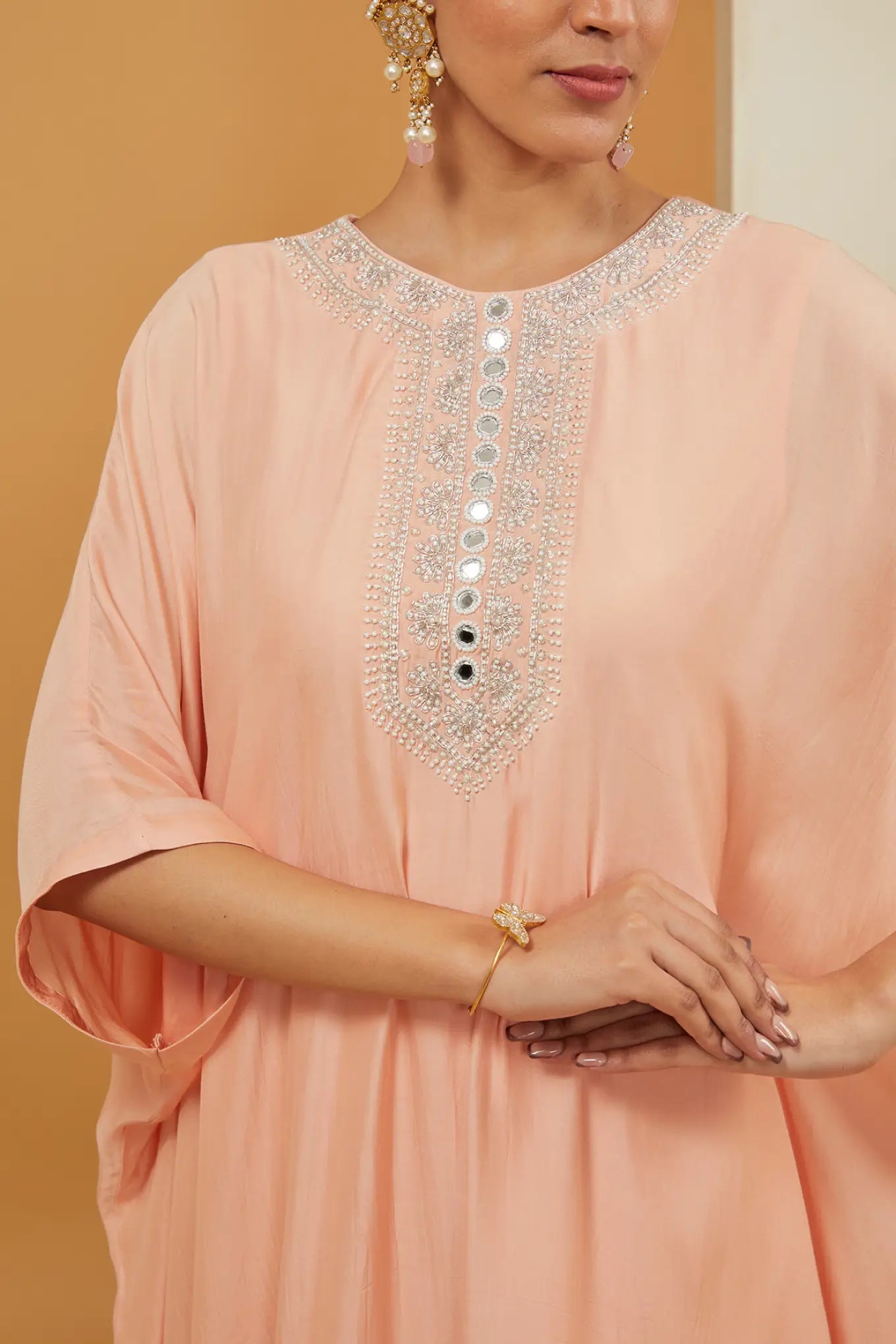 PEACH KAFTAN KURTA SET