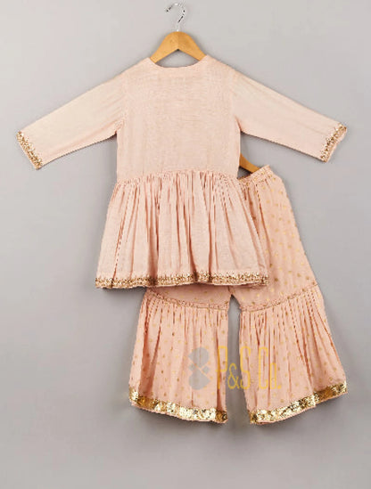 Pink Peplum & Polka Bell Sharara Set