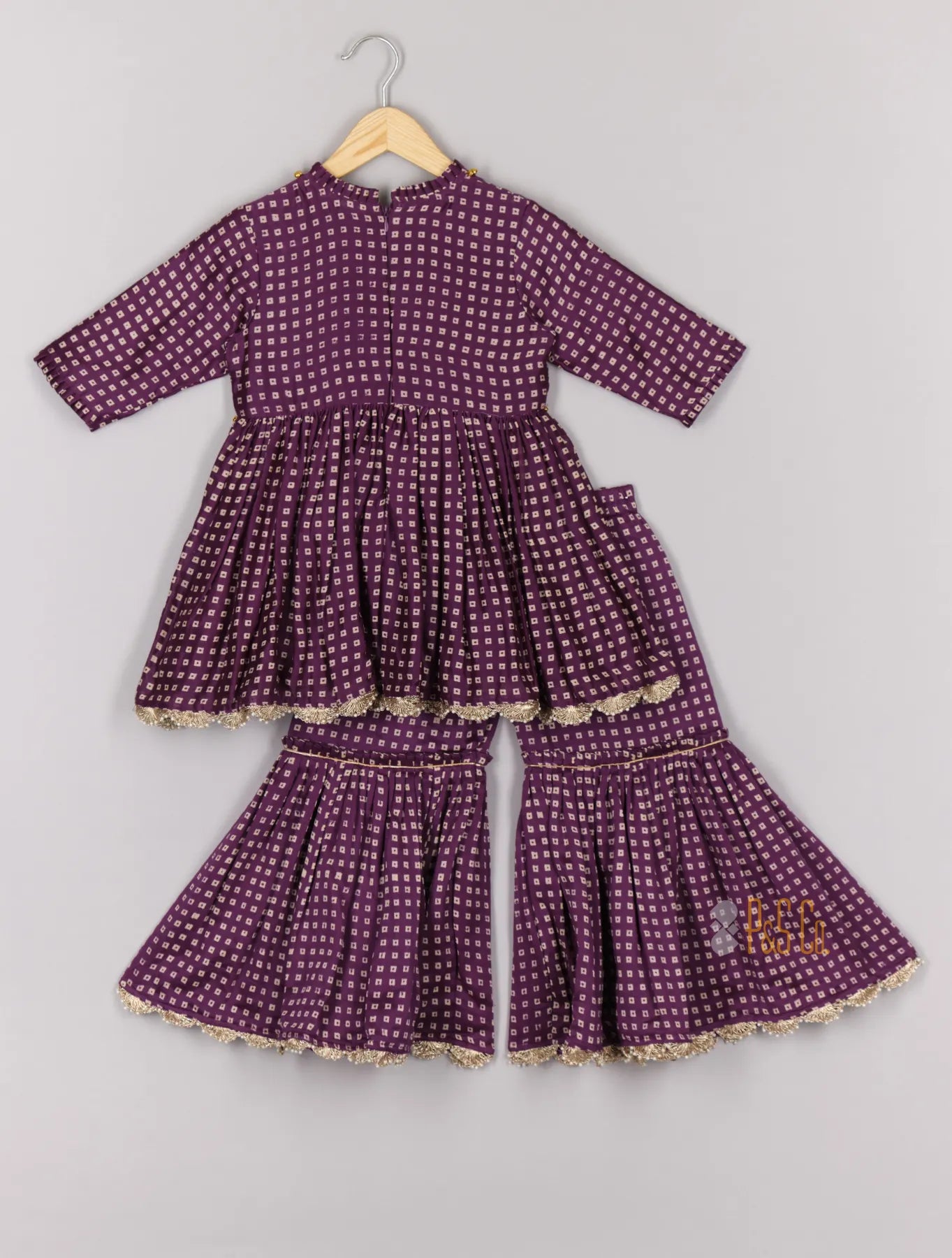 Purple Bandhej Peplum and Sharara