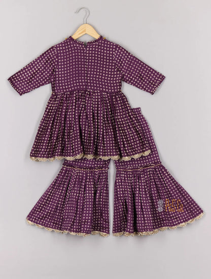 Purple Bandhej Peplum and Sharara
