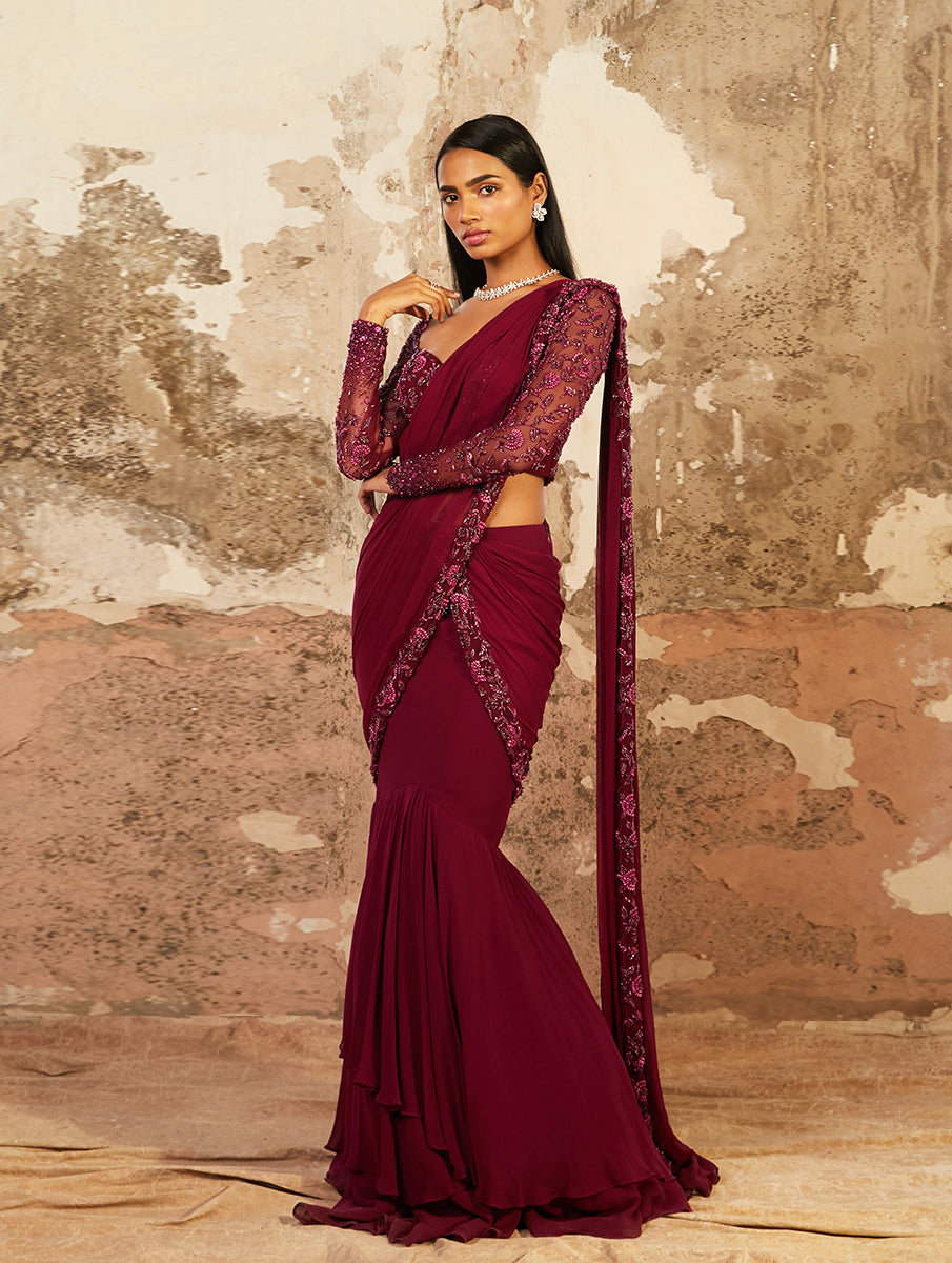 PLUM PURPLE SAREE